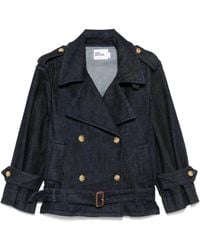 Self-Portrait - Denim Trench Jacket - Lyst