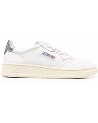 Autry - Sneakers Medalist Low In Pelle Bianco Argento - Lyst