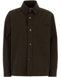 Saint Laurent - Oversized Cotton Shirt With Classic Collar And Logo Chest Pocket - Lyst
