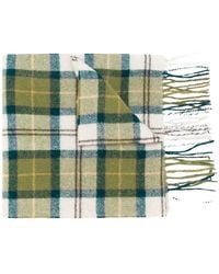 Barbour - Lambs Wool Tartan Check Pattern Scarf With Fringed Edge - Lyst