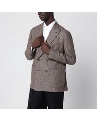 Santaniello - Mélange Wool & Cashmere Double-Breasted Jacket With Peak Lapels - Lyst