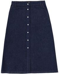 A.P.C. - Solid Midi Skirt - Lyst