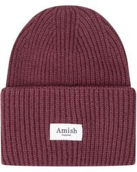 AMISH - Ribbed Knit Beanie Hat - Lyst