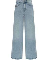 DIESEL - Wide-Leg Denim Jeans With Logo Patch - Lyst
