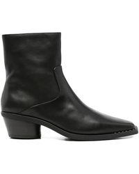 Ash - Studded Toe Leather Ankle Boots With Side Zip And 5 Cm Heel - Lyst