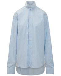 LE SULLY STUDIO - Mini Striped Studio Shirt With Neck Corset - Lyst
