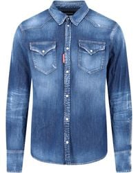DSquared² - Western Stretch Denim Logo Shirt - Lyst