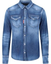 DSquared² - Western Stretch Denim Logo Shirt - Lyst