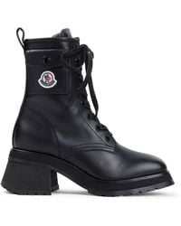 Moncler - Gigi Lace-Up Leather Ankle Boots - Lyst