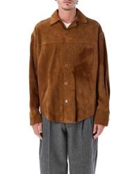 Ami Paris - Suede Goatskin Overshirt With Galalith Buttons - Lyst