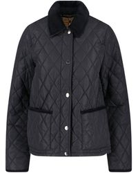 Burberry - Quilted Jacket With Corduroy Collar - Lyst