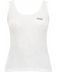 Chloé - Ribbed Logo Tank Top Cotton - Lyst