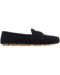 Prada - Dark Suede Loafers - Lyst