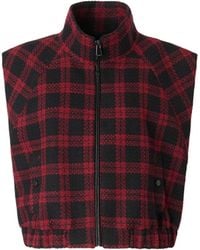 Pinko - High-Collar Tweed Gilet With Gathered Hem - Lyst
