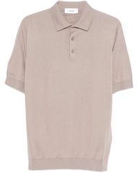 Lardini - Ribbed Trim Polo Shirt With Button Placket - Lyst