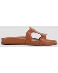 Celine - Triomphe Leather Slide Sandals - Lyst