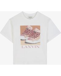 Lanvin - Boy's Cotton Crewneck T-Shirt With Front Logo Print - Lyst
