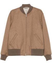 Lardini - Wool Varsity Jacket With Ribbed Knit Trim And Leather Logo Patch - Lyst