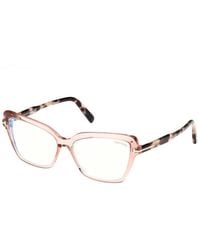 Tom Ford - Eyeglasses Cat Eye Full Rim, Shiny Frame And Clear/-Light Block Lenses Lens Ft5948-B072 - Lyst