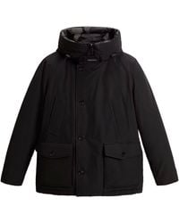 Woolrich - Chevron Quilted Hooded Jacket With Ribbed Cuffs And Multiple Pockets - Lyst