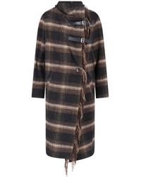 Isabel Marant - Fringe Trim Plaid Wool Coat - Lyst