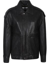 Saint Laurent - Classic Leather Jacket With Pointed Collar For - Lyst