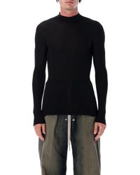 Rick Owens - Ribbed Wool Turtleneck Sweater With Center-Back Seam - Lyst