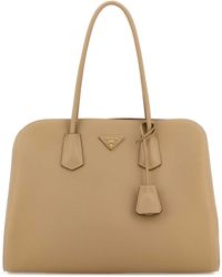 Prada - Beige Leather Shopping Bag - Lyst