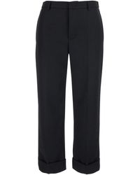 Tela - Wool-Blend Tapered Pants With Cuffed Hem And Hidden Front Closure - Lyst
