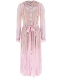 Self-Portrait - Pleated Georgette Midi Dress - Lyst