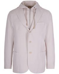 Eleventy - Sand Hooded Jacket - Lyst