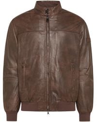 Peuterey - Vintage-Effect Leather Bomber Jacket - Lyst