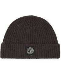 Stone Island - Ribbed Virgin Wool Hat With Logo Patch - Lyst