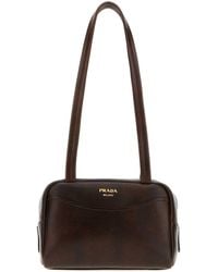 Prada - Dark Leather Mini Carry Shoulder Bag - Lyst