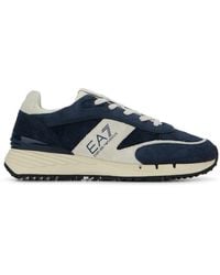 EA7 - E. A. Split Leather Low-Top Sneaker With Rubber Sole - Lyst