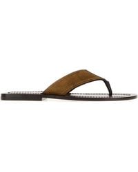 The Row - Biscuit Suede Thong Slippers For - Lyst