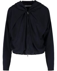 Alexander Wang - Cropped Zip-Up Sweater With Gathered Neckline And Hood - Lyst