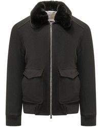 ESTERNO - Fur-Trim Quilted Bomber Jacket With Stand Collar - Lyst