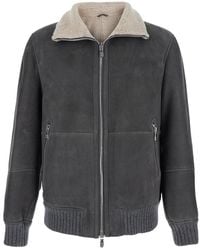 Brunello Cucinelli - Jacket With High Collar And Fur Lining - Lyst
