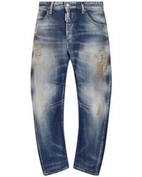 DSquared² - Distressed Straight-Leg Jeans - Lyst
