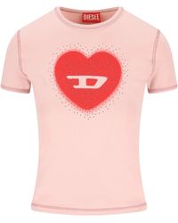 DIESEL - Heart Cotton T-Shirt - Lyst