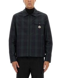 Moncler - Checked Cotton Gabardine Zip-Up Shirt Jacket - Lyst