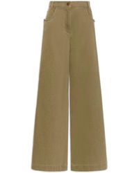 Max Mara - 100% Cotton Jeans With Concealed Zip, Back Patch Pockets & Logo Embroidery - Lyst