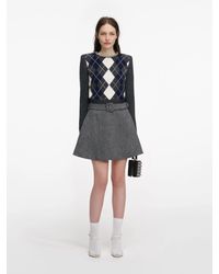 Self-Portrait - Argyle Crystal Trim Jumper - Lyst