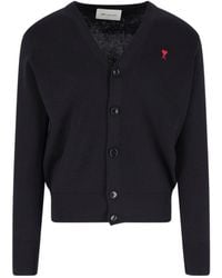 Ami Paris - Ami De Coeur Wool Cardigan - Lyst