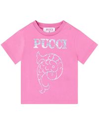 PUCCI - Kids Graphic Crew Neck T-Shirt With Shoulder Press-Stud Fastening - Lyst