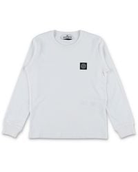 Stone Island - Junior Long-Sleeve Cotton T-Shirt With Compass Patch - Lyst