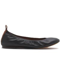 Lanvin - Gathered Design Leather Ballerina Flats - Lyst