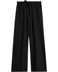 TOTEME - Silk Drawstring Trousers With Side Pockets And Embroidered Logo Back Patches - Lyst