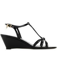 Prada - Patent Leather Wedge Sandals - Lyst